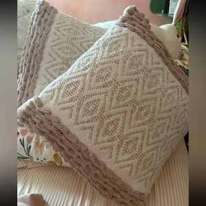Textured pink Beige Throw Pillows